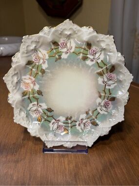 MZ Austria Porcelain 6" Dessert Plate Hand-Painted w/Gilt Design 1884-1909